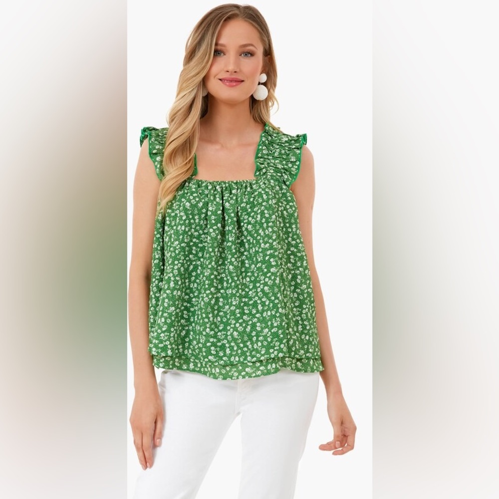 Hyacinth House Green Ditsy Floral Taylor Blouse Size Small